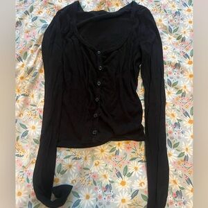 Women's Black Button-Up Top